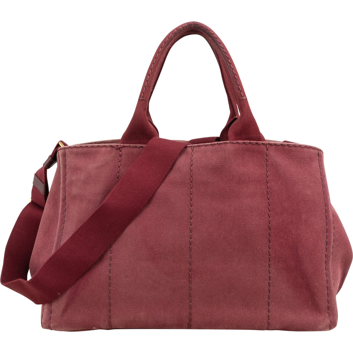 Prada Bordeaux Canvas Canapa Tote Handbag