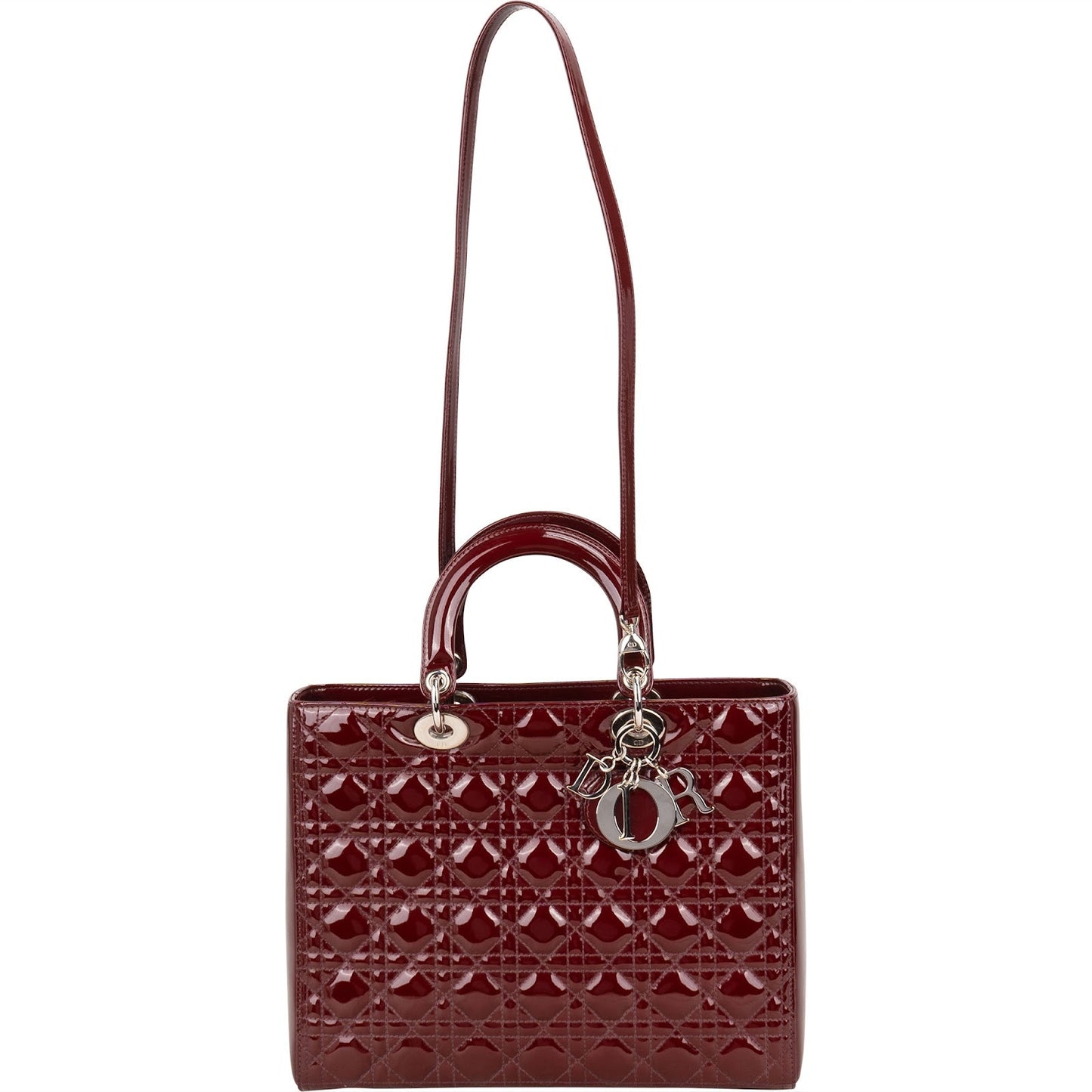 Christian Dior Quilted Patent Leather Lady Dior Handbag
