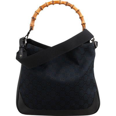Gucci Monogram GG Canvas Bamboo Handle Shoulder Handbag