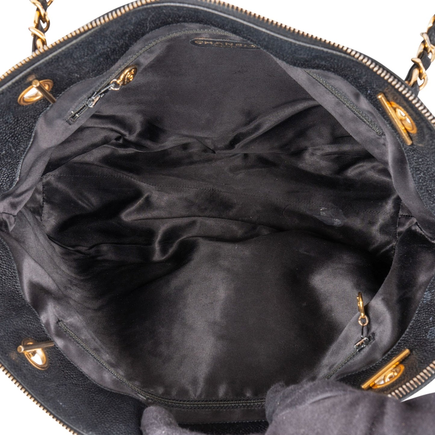Chanel Caviar Leather CC Maxi Shopping Tote Shoulder Bag