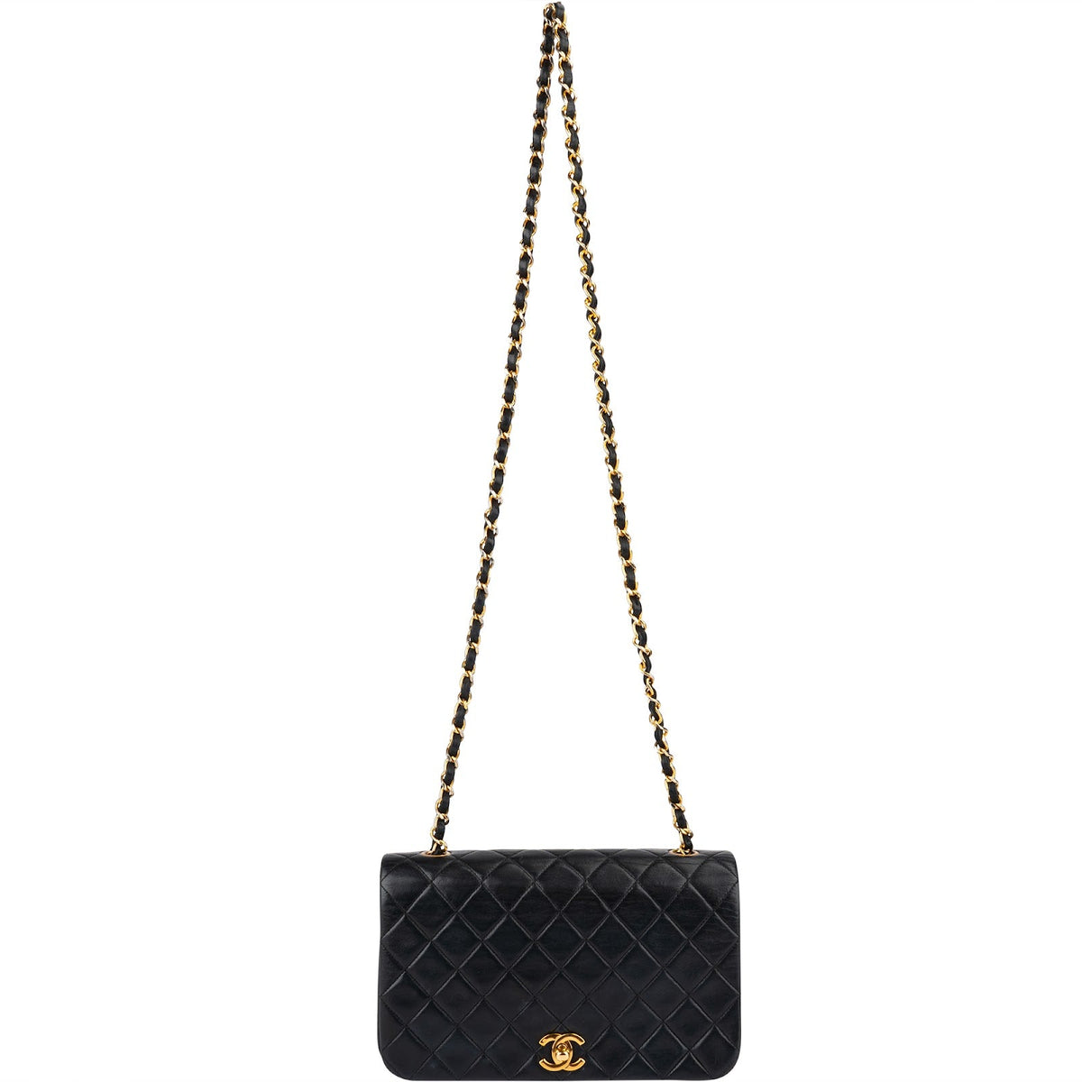 Chanel Quilted Lambskin 24K Gold Single Flap Crossbody Bag