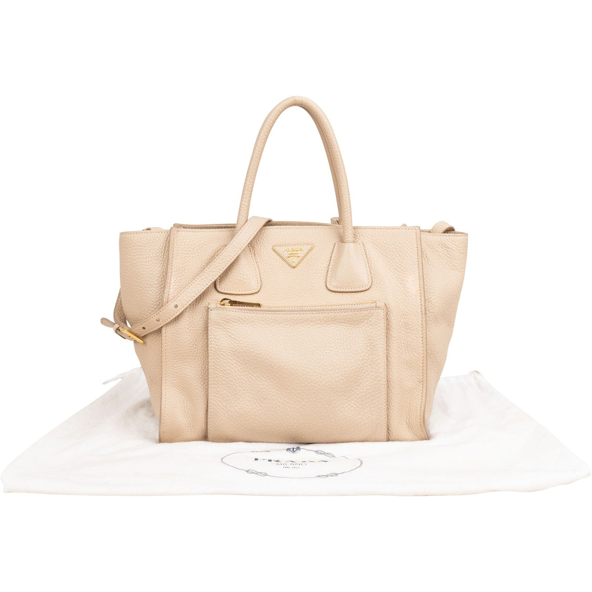 Prada Twin Pocket Shopper aus Vitello-Daino-Leder – Ansicht 2