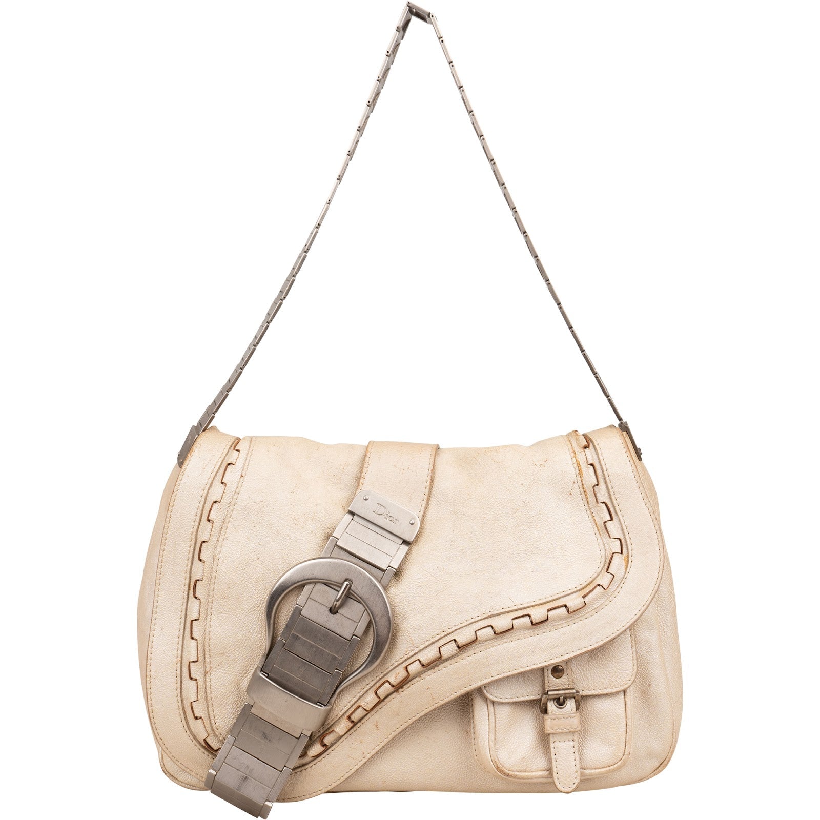 Christian Dior Gaucho Saddle Limited 259 Ivory Shoulder Bag