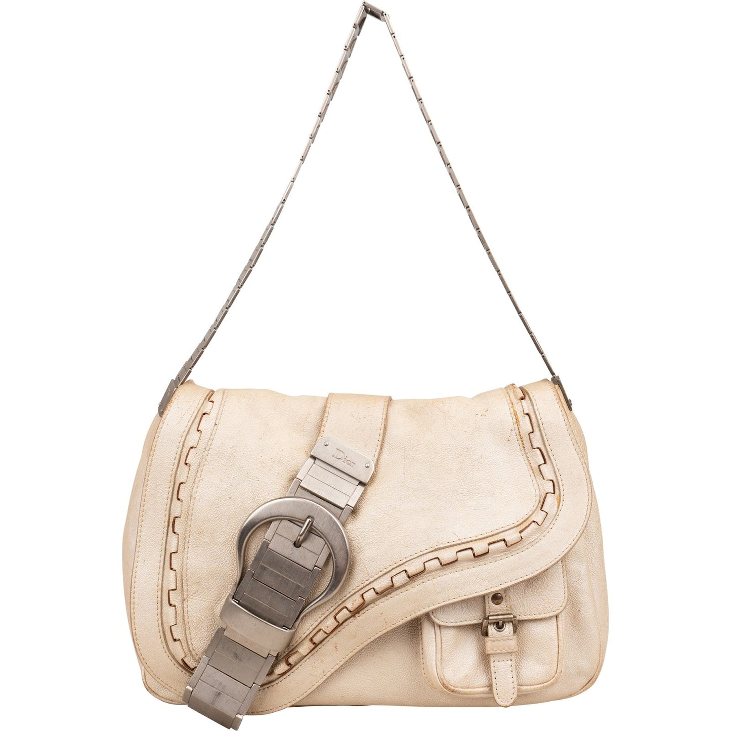 Christian Dior Gaucho Saddle Limited 259 Ivory Shoulder Bag