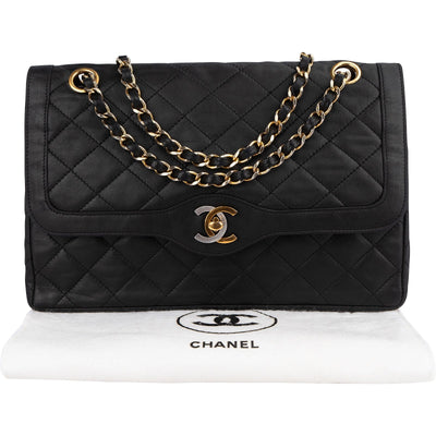 Chanel Quilted Lambskin Bicolor Double Flap Shoulder Bag