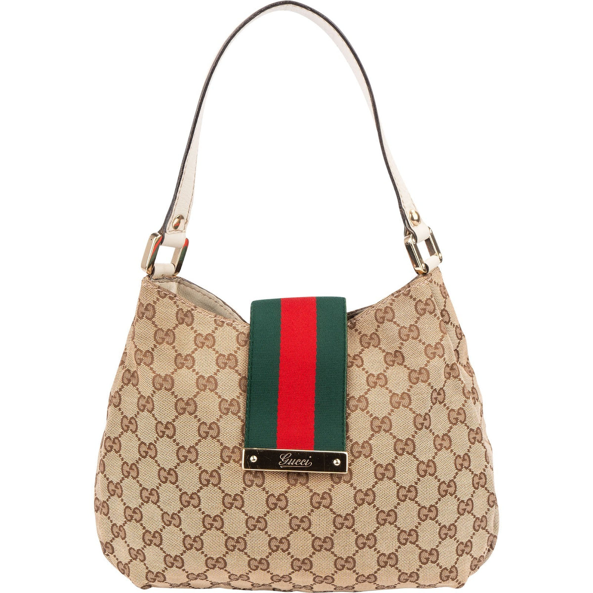 Gucci Monogram GG Canvas Web Hobo Shoulder Bag
