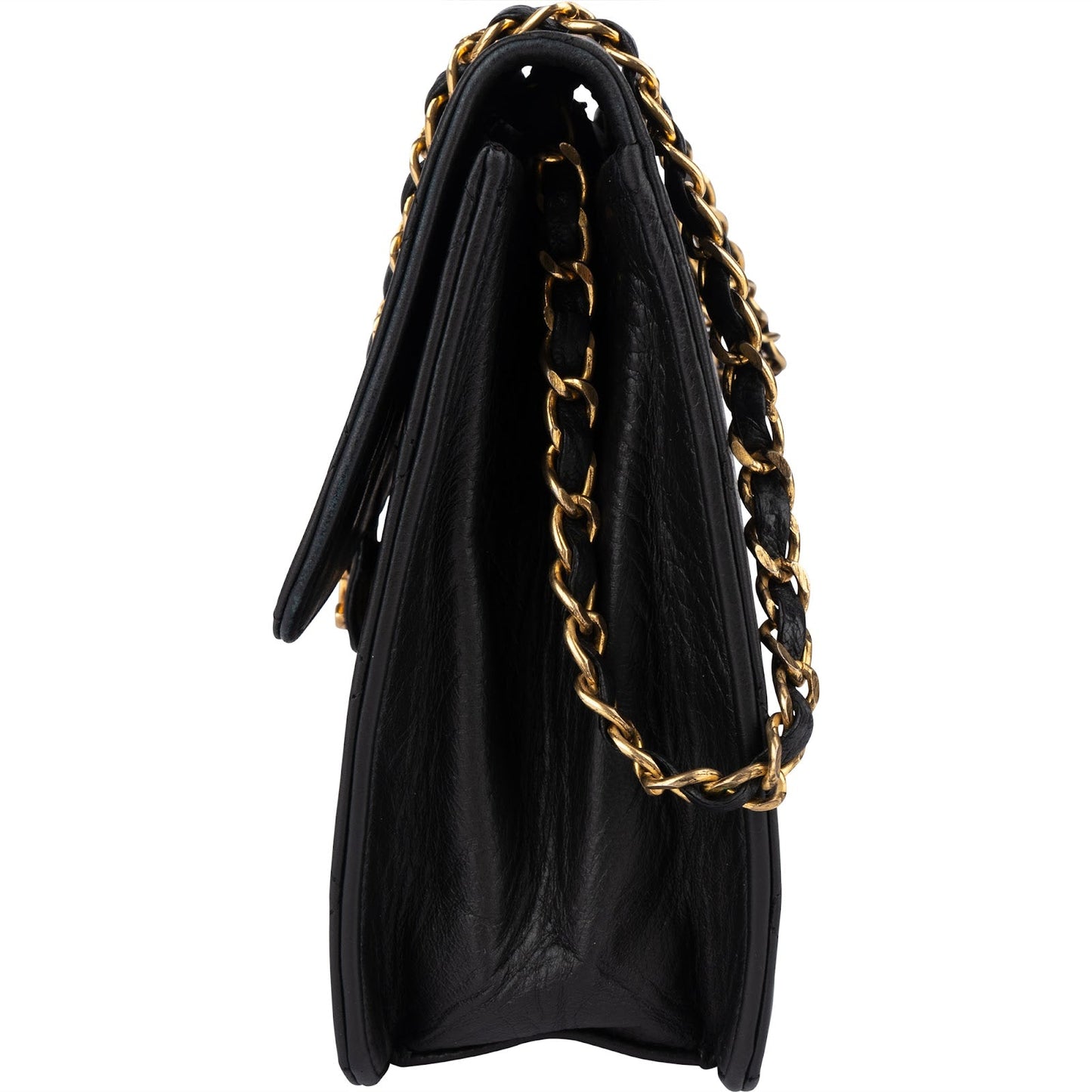 Chanel Quilted Lambskin 24K Gold Single Flap Shoulder Bag