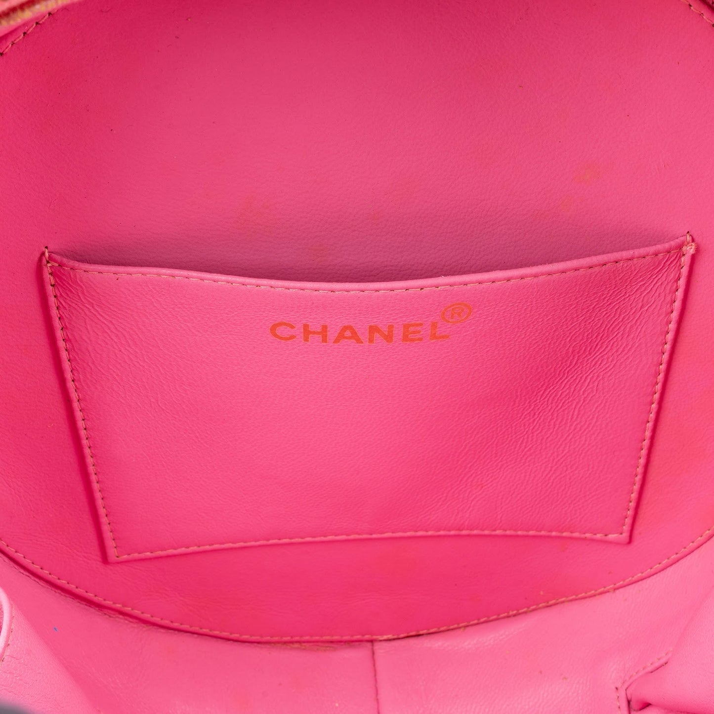 Chanel Iconic Quilted Patent Leather Round Vanity Handbag