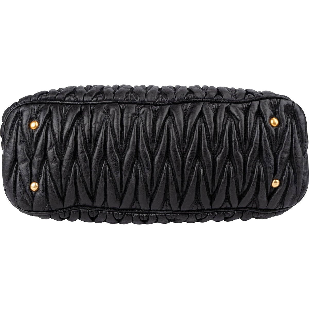Miu Miu Black Matelassé Nappa Leather Top-Handle Handbag
