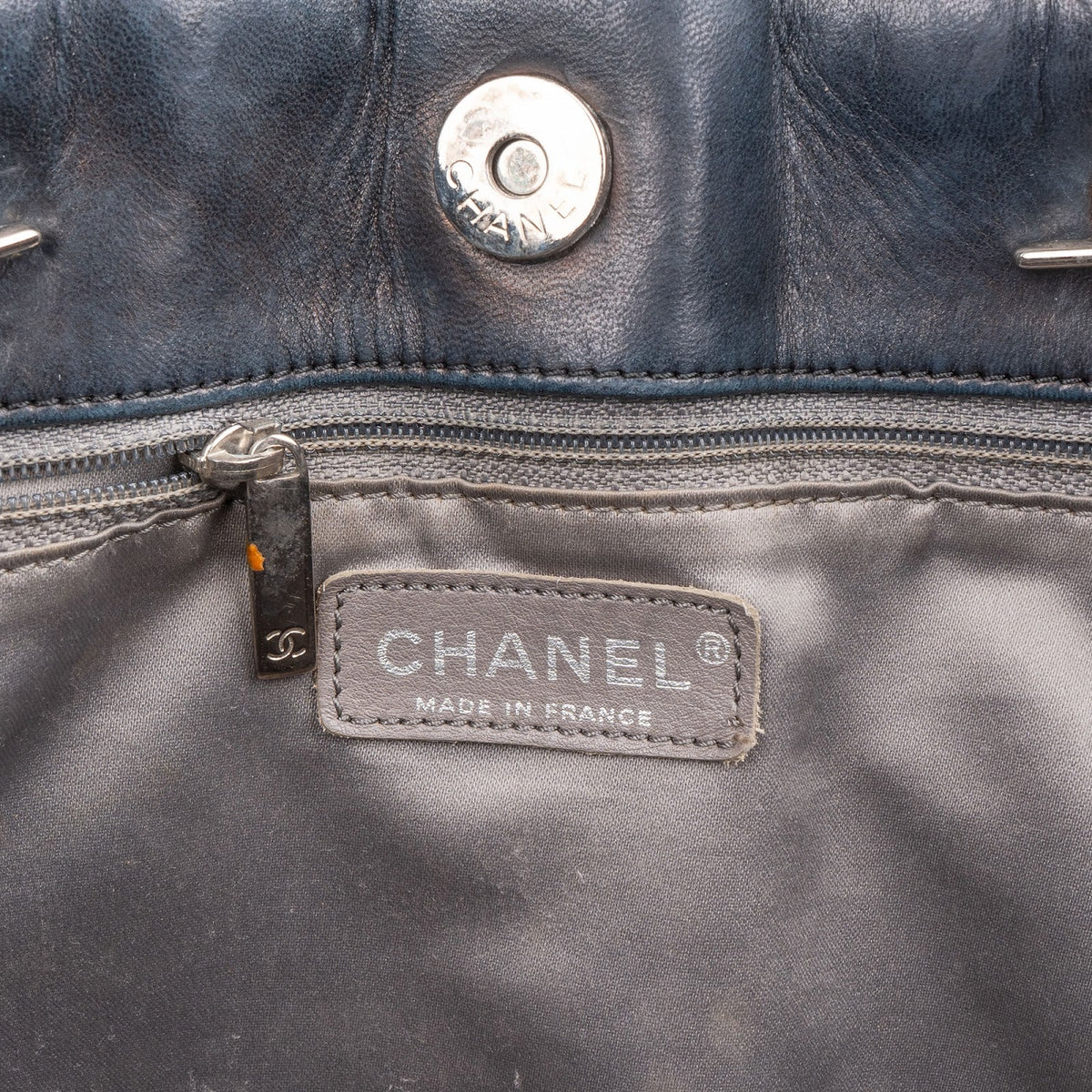 Chanel Patent Leather Fringed CC Large Shopping Tote Shoulder Bag