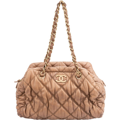 Chanel Bubble Quilted Lambskin CC Bowler Shoulder Bag