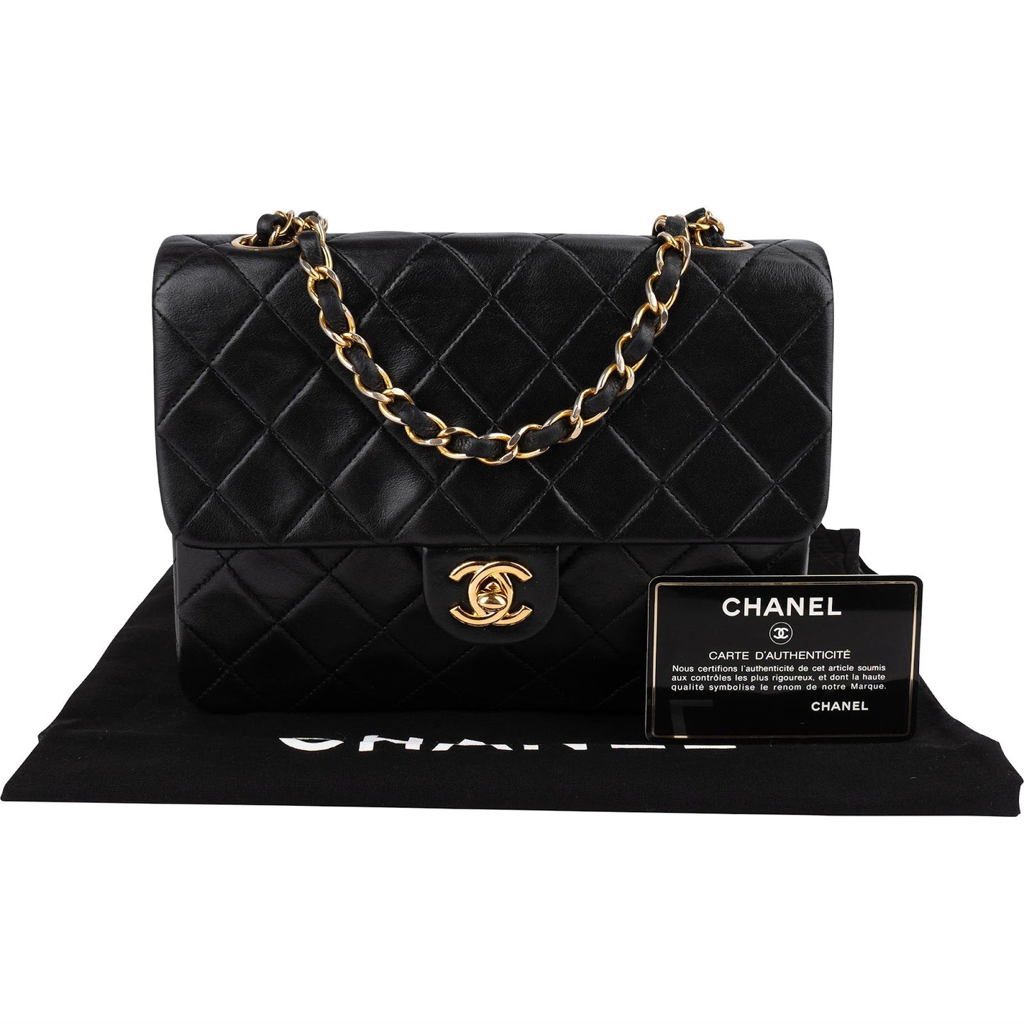 Chanel Quilted Lambskin 24K Gold Single Flap Crossbody Bag