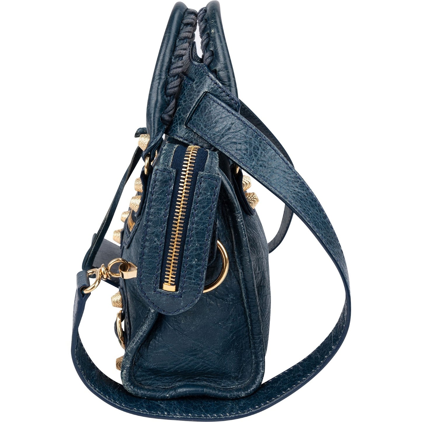 Balenciaga Blue Leather Mini City Handbag