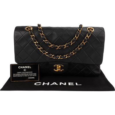 Chanel Quilted Lambskin Medium 24K Gold Double Flap Shoulder Bag