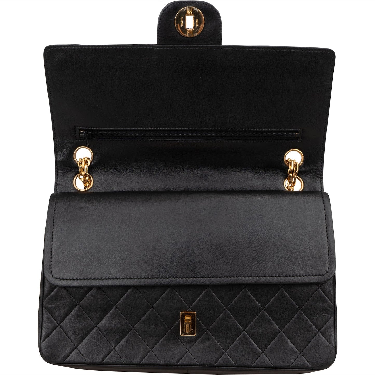 Chanel Quilted Lambskin 24K Gold Double Flap Shoulder Bag