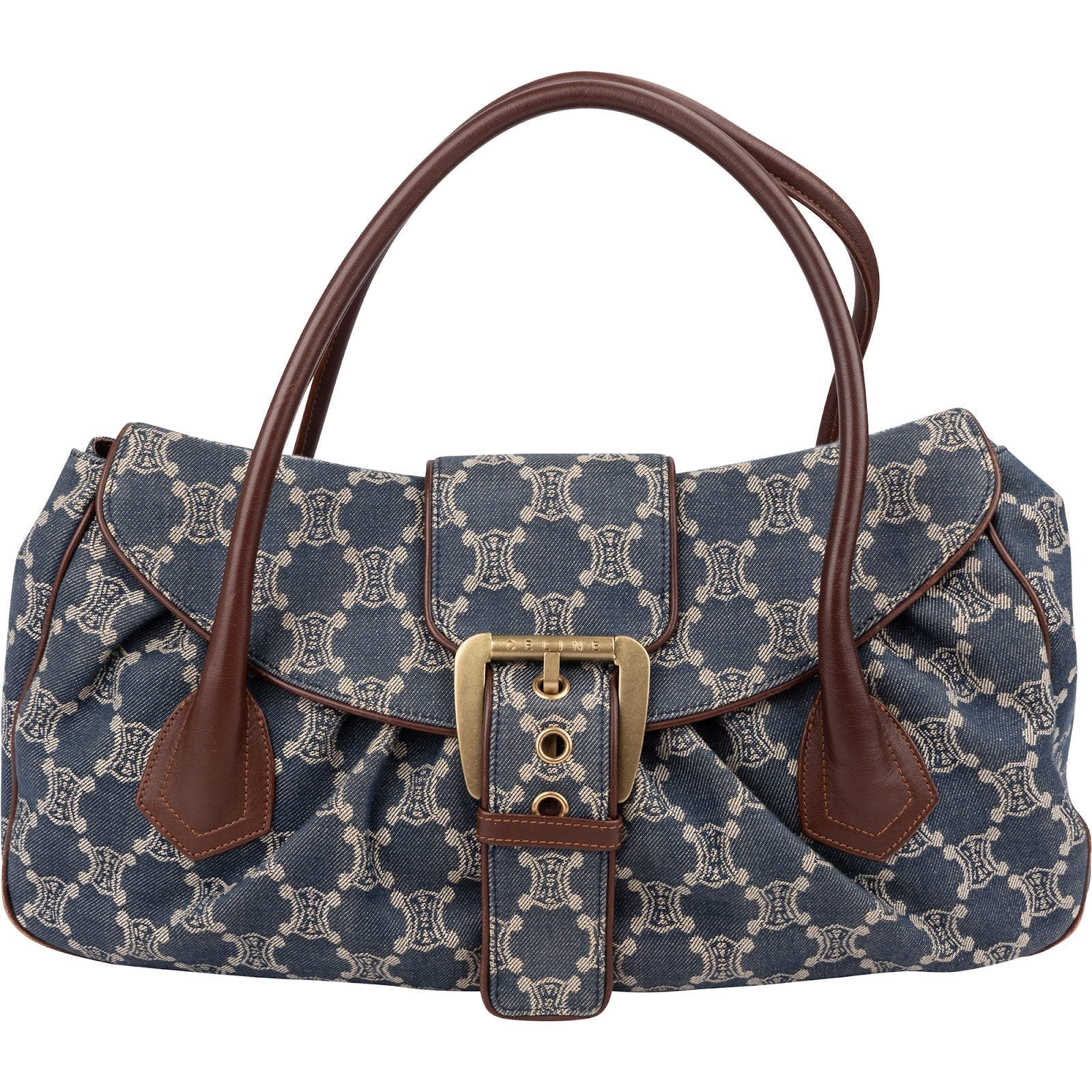 Celine Denim Macadam Monogram Buckle Handbag