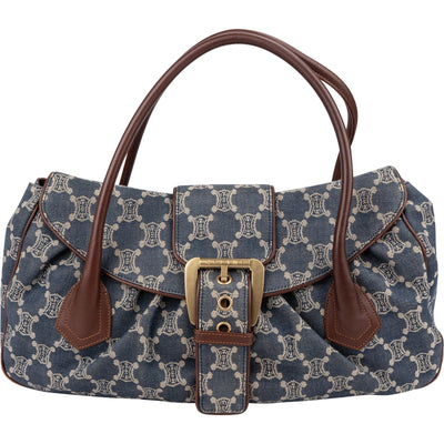 Celine Denim Macadam Monogram Buckle Handbag