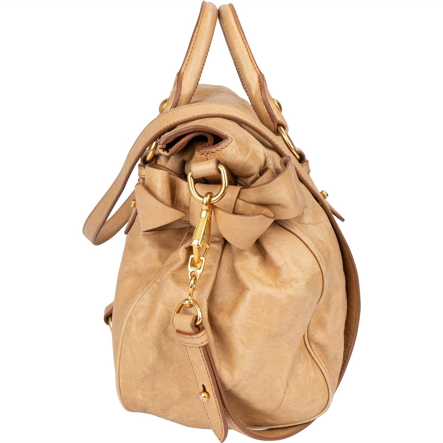 Miu Miu Vitello Lux Bow Satchel Handbag