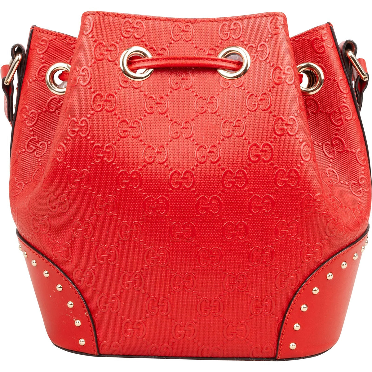 Gucci Guccissima Leather Studded Bucket Crossbody Bag