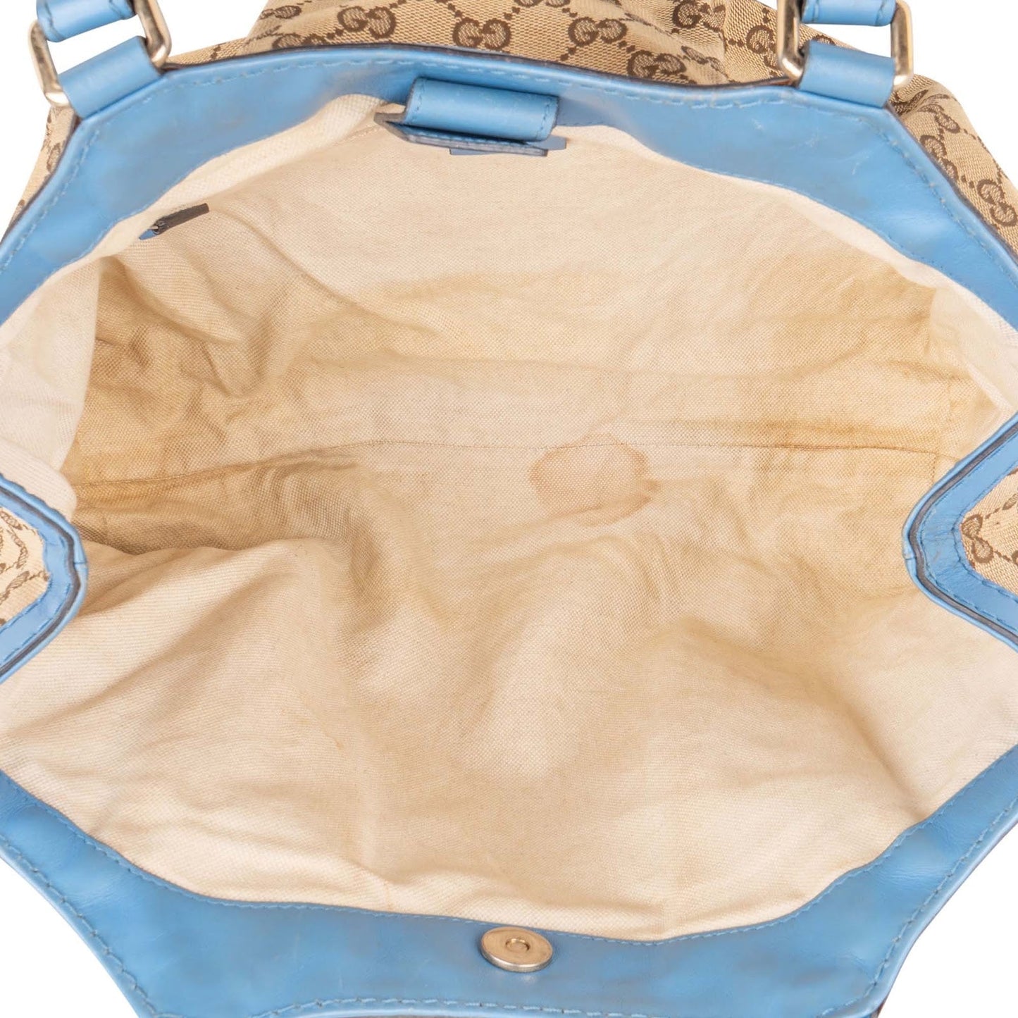 Gucci Monogram GG Canvas Blue Leather Sukey Handbag
