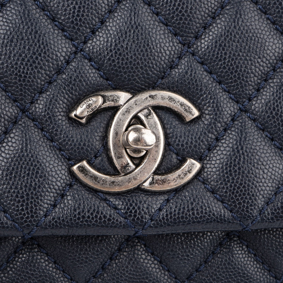 Chanel Quilted Caviar Leather Lizard Coco Handle Flap Handbag