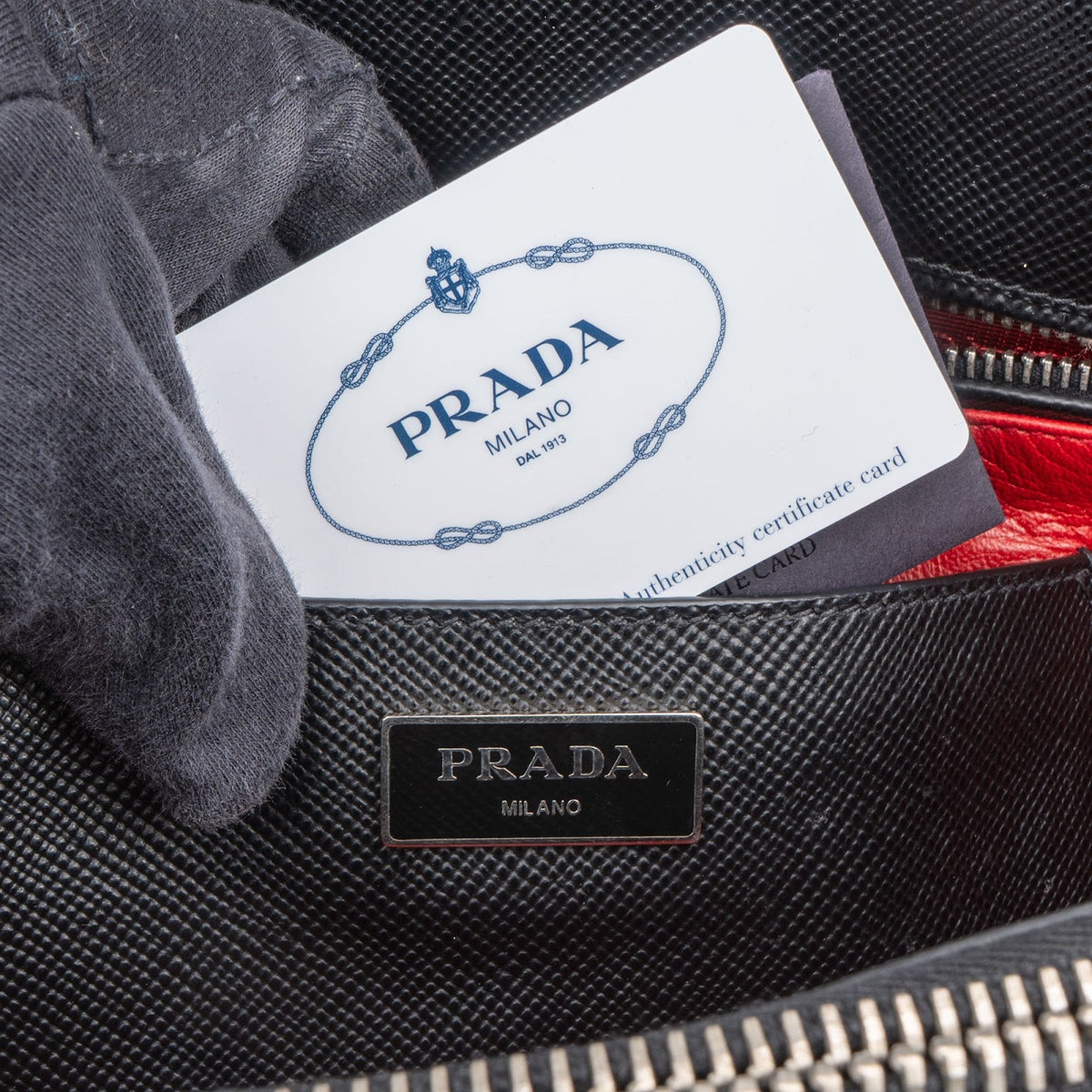 Prada Black Saffiano Leather Lux Turnlock Double Handbag