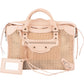 Balenciaga Stitched Checked Monogram Mesh Pink Leather City Handbag