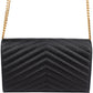 Saint Laurent Grain de Poudre Leather Monogram Wallet On Chain Crossbody Bag