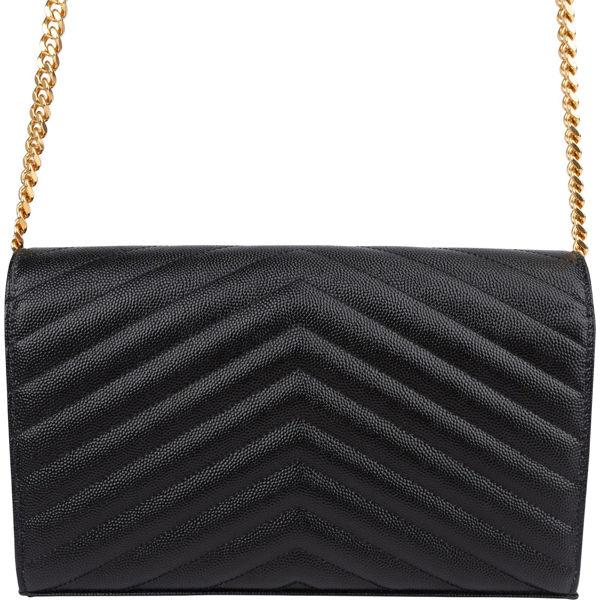 Saint Laurent Grain de Poudre Leather Monogram Wallet On Chain Crossbody Bag