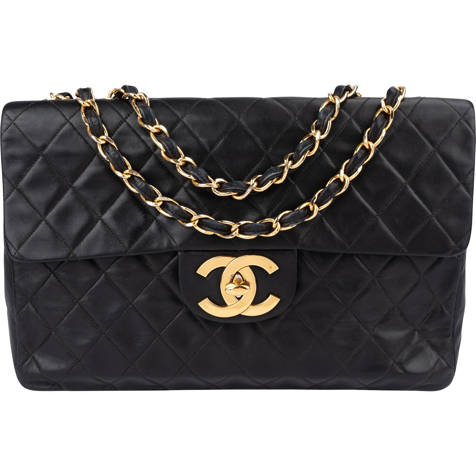 Chanel Quilted Lambskin 24K Gold Maxi Single Flap Crossbody Bag