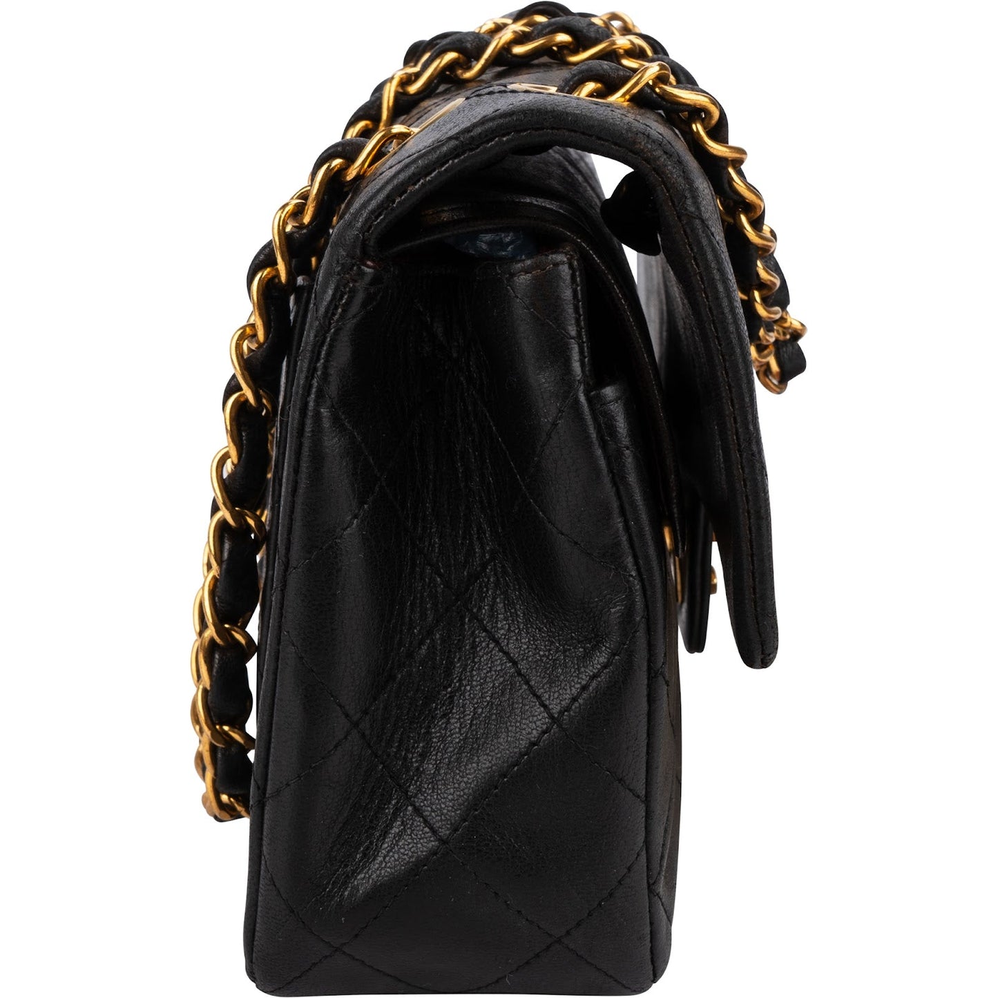 Chanel Quilted Lambskin 24K Gold Small Double Flap Shoulder Bag