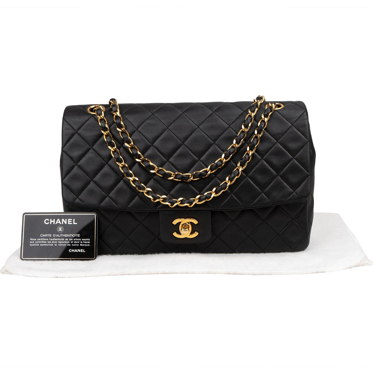 Chanel Quilted Lambskin 24K Gold Single Flap Shoulder Bag