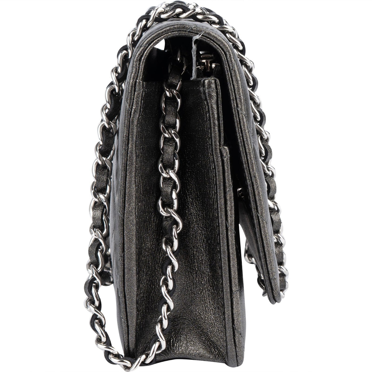 Chanel Quilted Metallic Lambskin Leather Wallet On Chain Crossbody Bag
