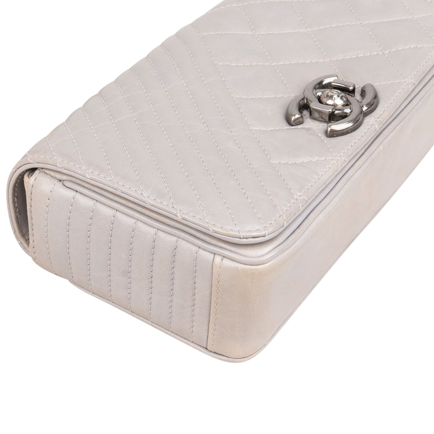 Chanel Aged Quilted Calfskin Coco Boy Single Flap Crossbody Bag