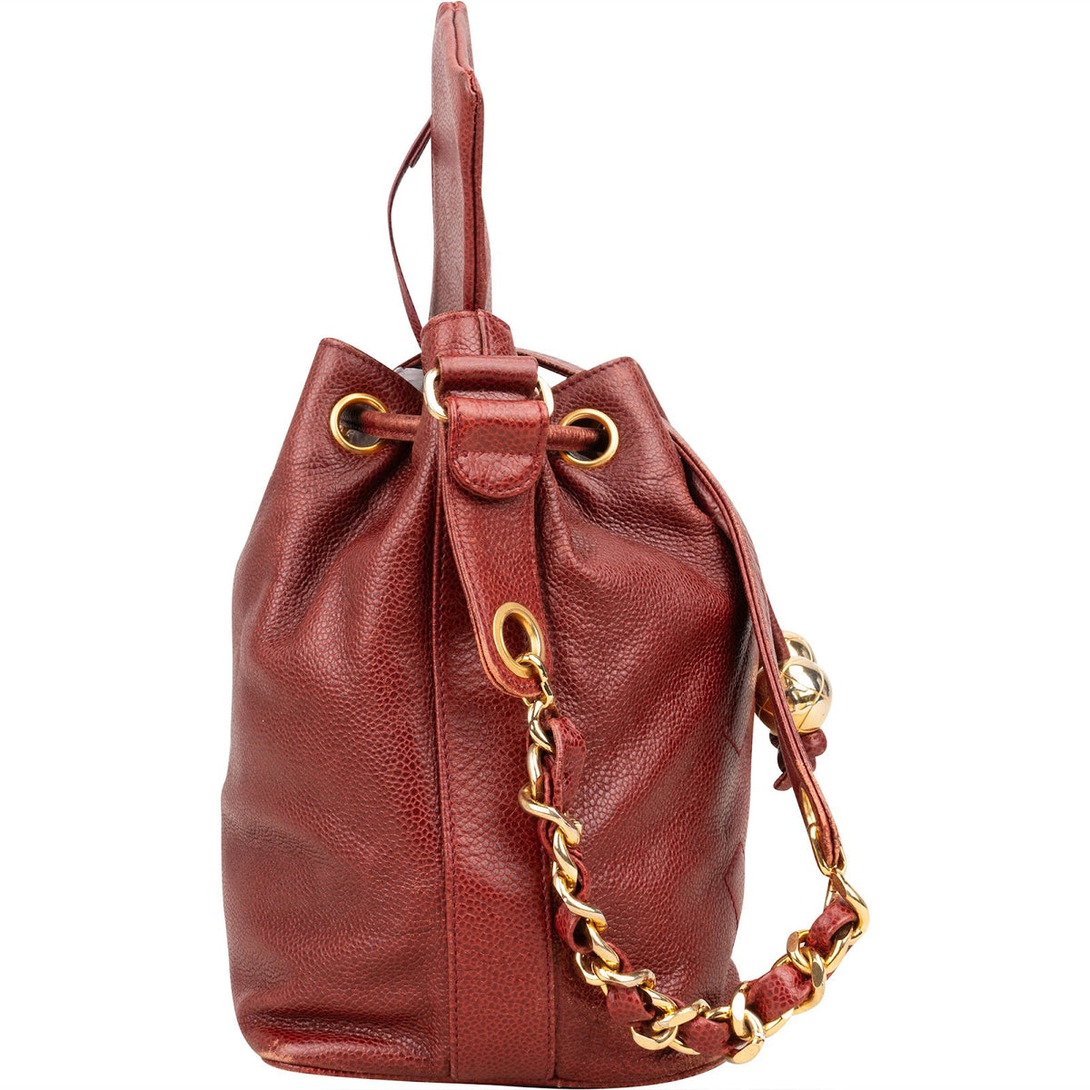 Chanel Caviar Leather CC Drawstring Bucket Crossbody Bag