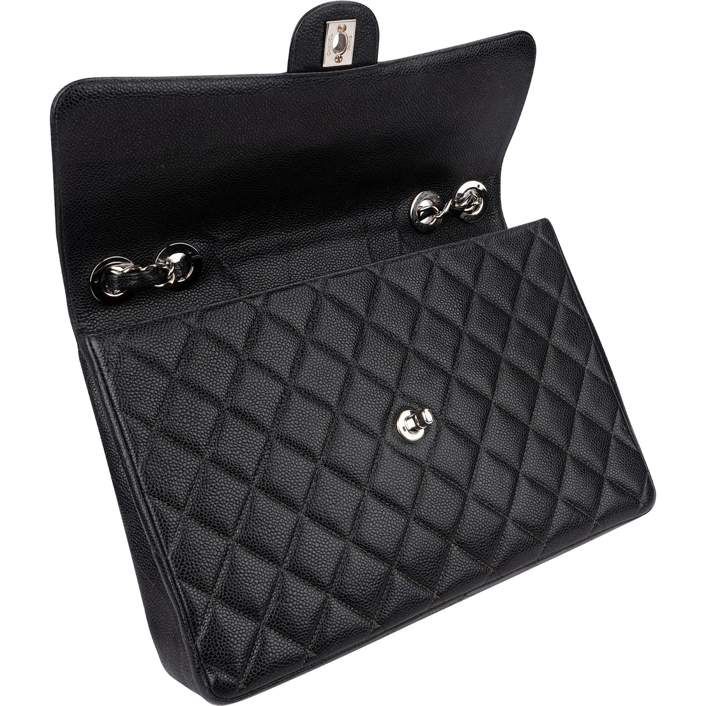 Chanel Quilted Caviar Leather Jumbo Single Flap Crossbody Bag