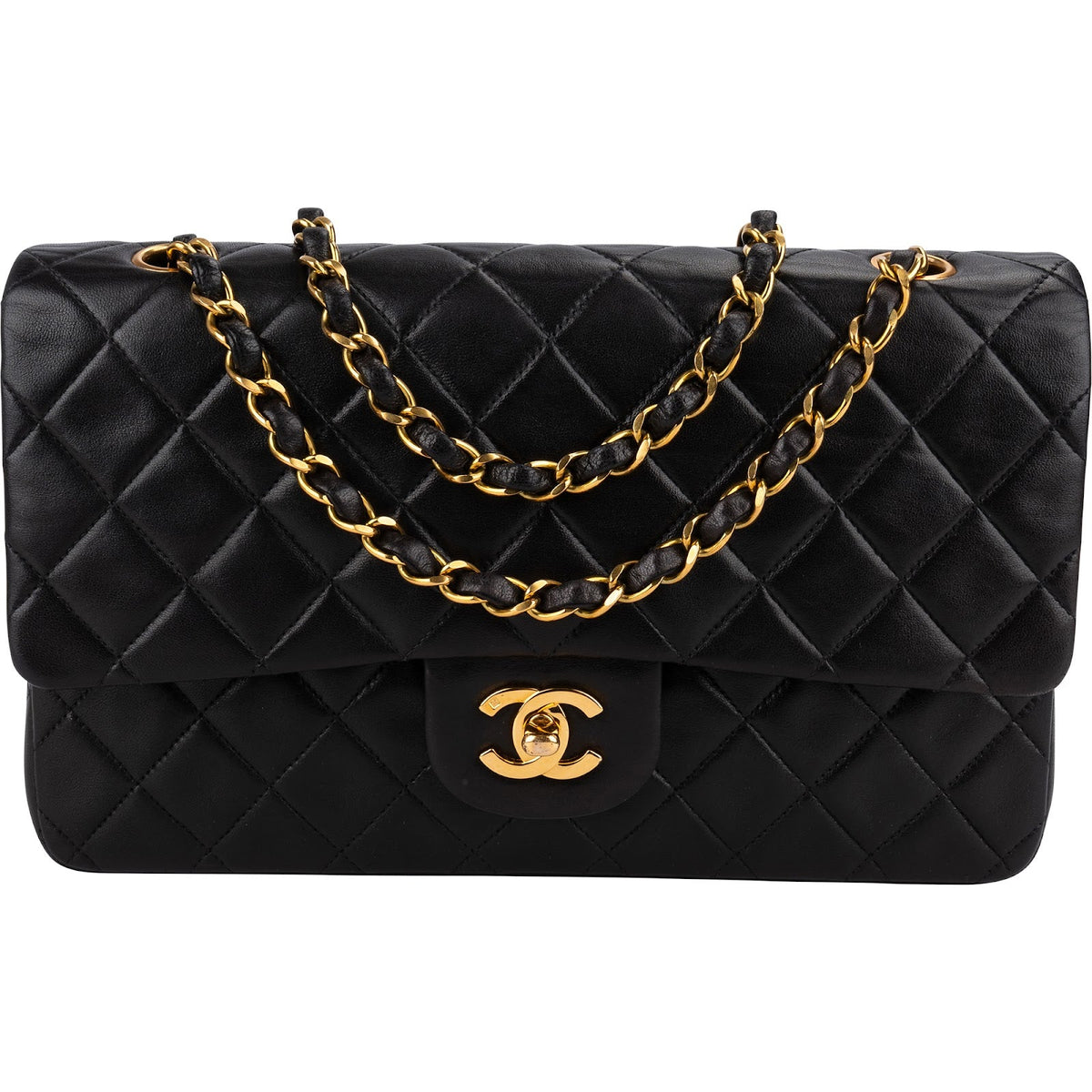 Chanel Quilted Lambskin 24K Gold Medium Double Flap Shoulder Bag