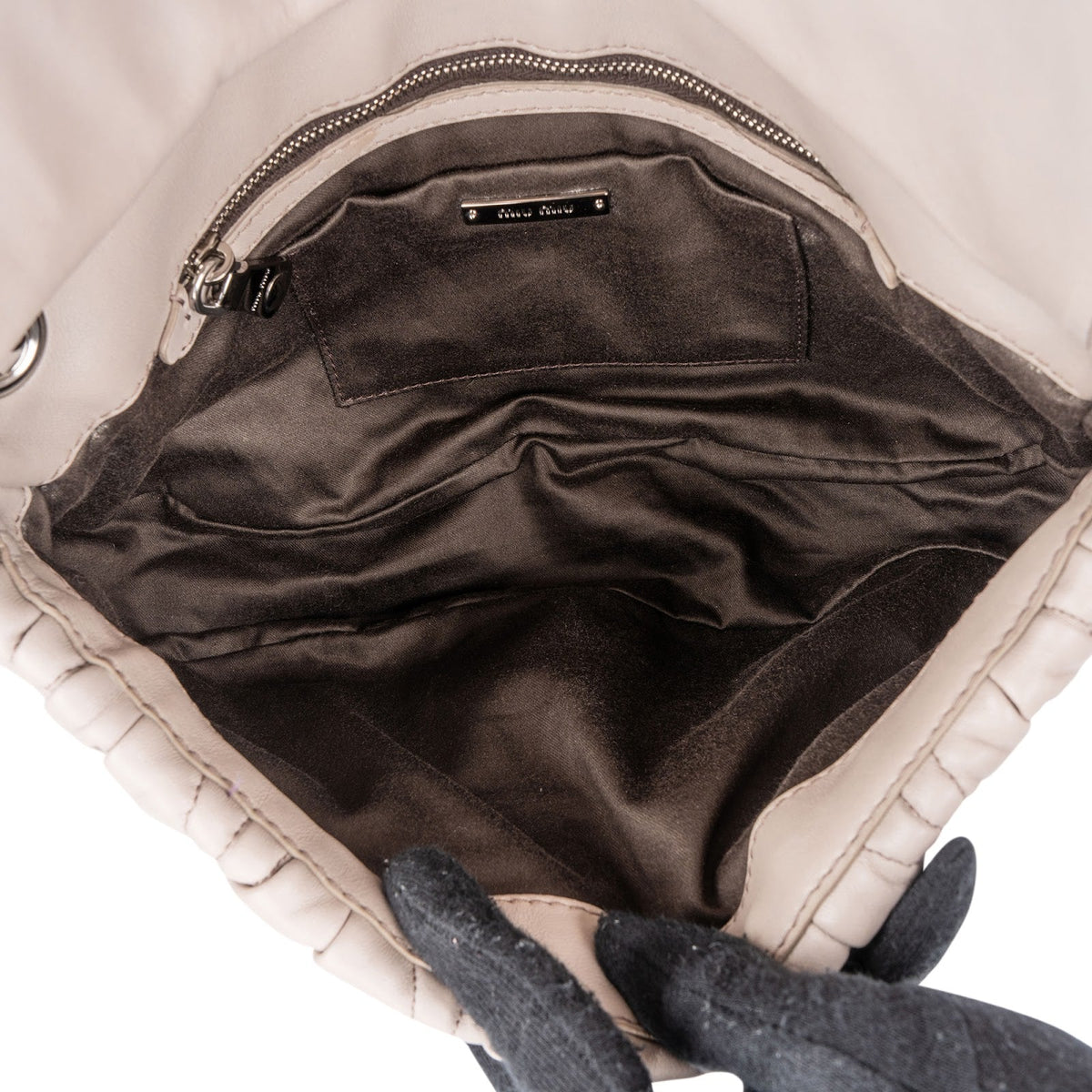 Miu Miu Grey Matelassé Nappa Leather Coffer Crossbody Bag