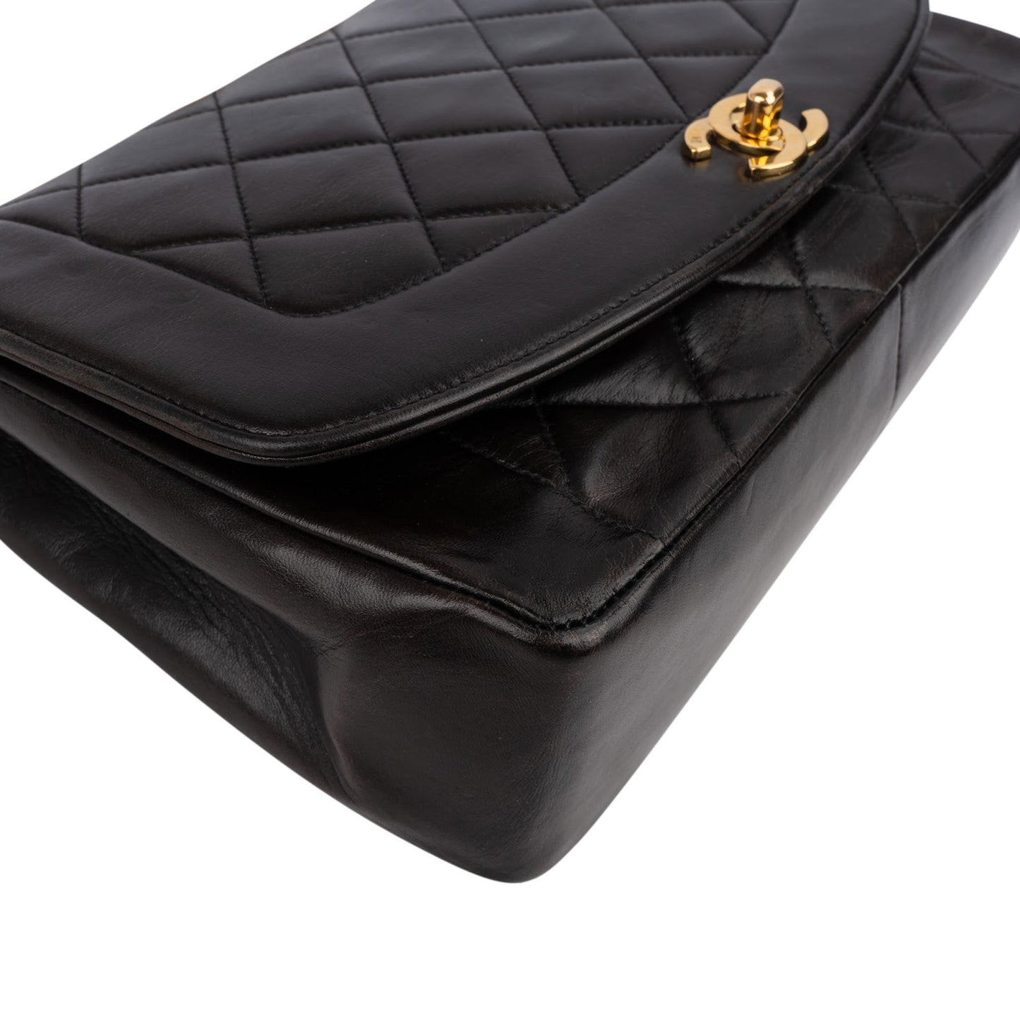 Chanel Quilted Lambskin 24K Gold Medium Diana Single Flap Crossbody Bag