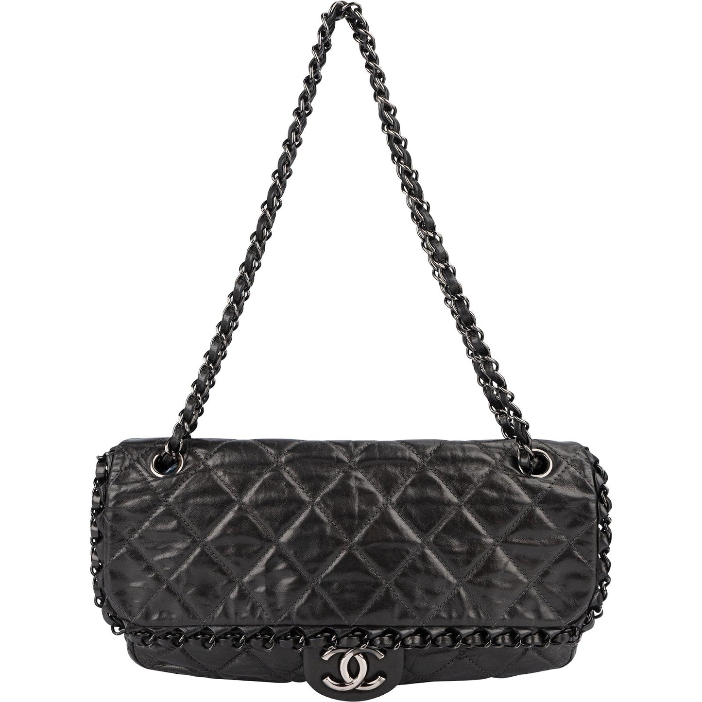 Chanel Quilted Calfskin Chain Me East West Single Flap Shoulder Bag