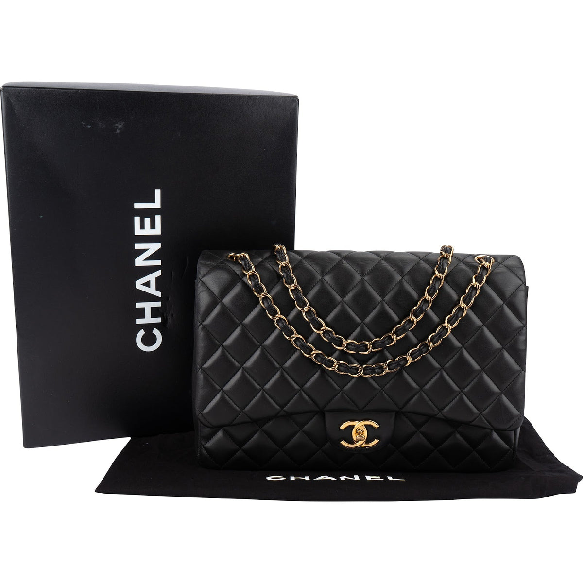 Chanel Quilted Lambskin Maxi Double Flap Crossbody Bag