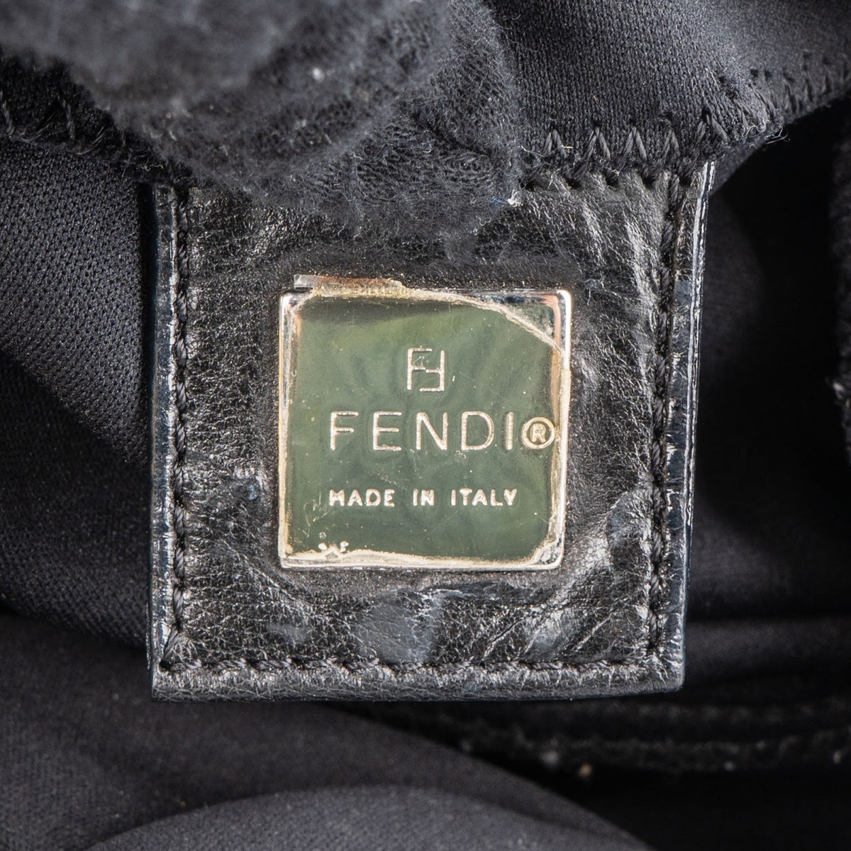 Fendi Black Cotton Baguette Buckel Shoulder Bag