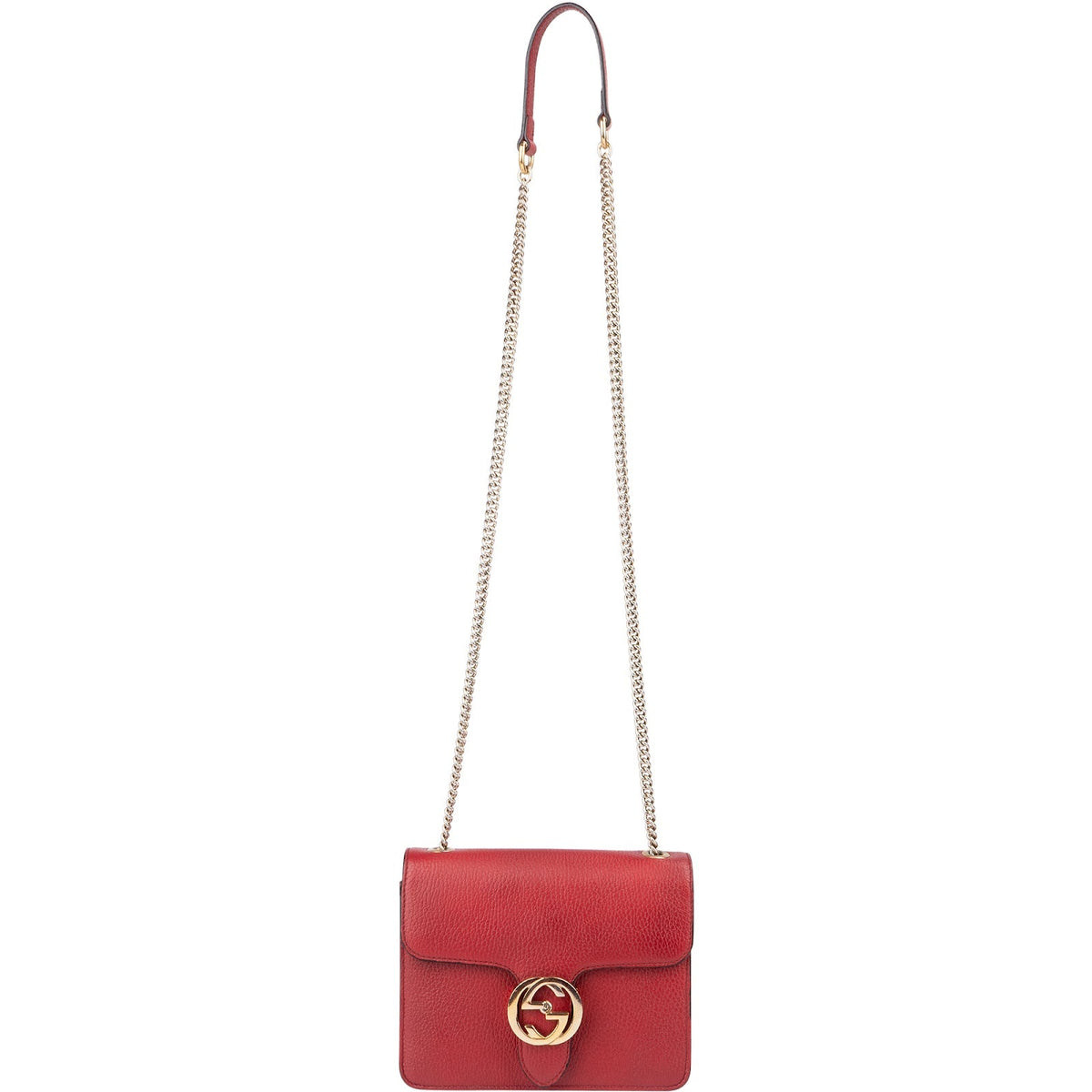 Gucci Grained Leather Interlocking GG Small Crossbody Bag