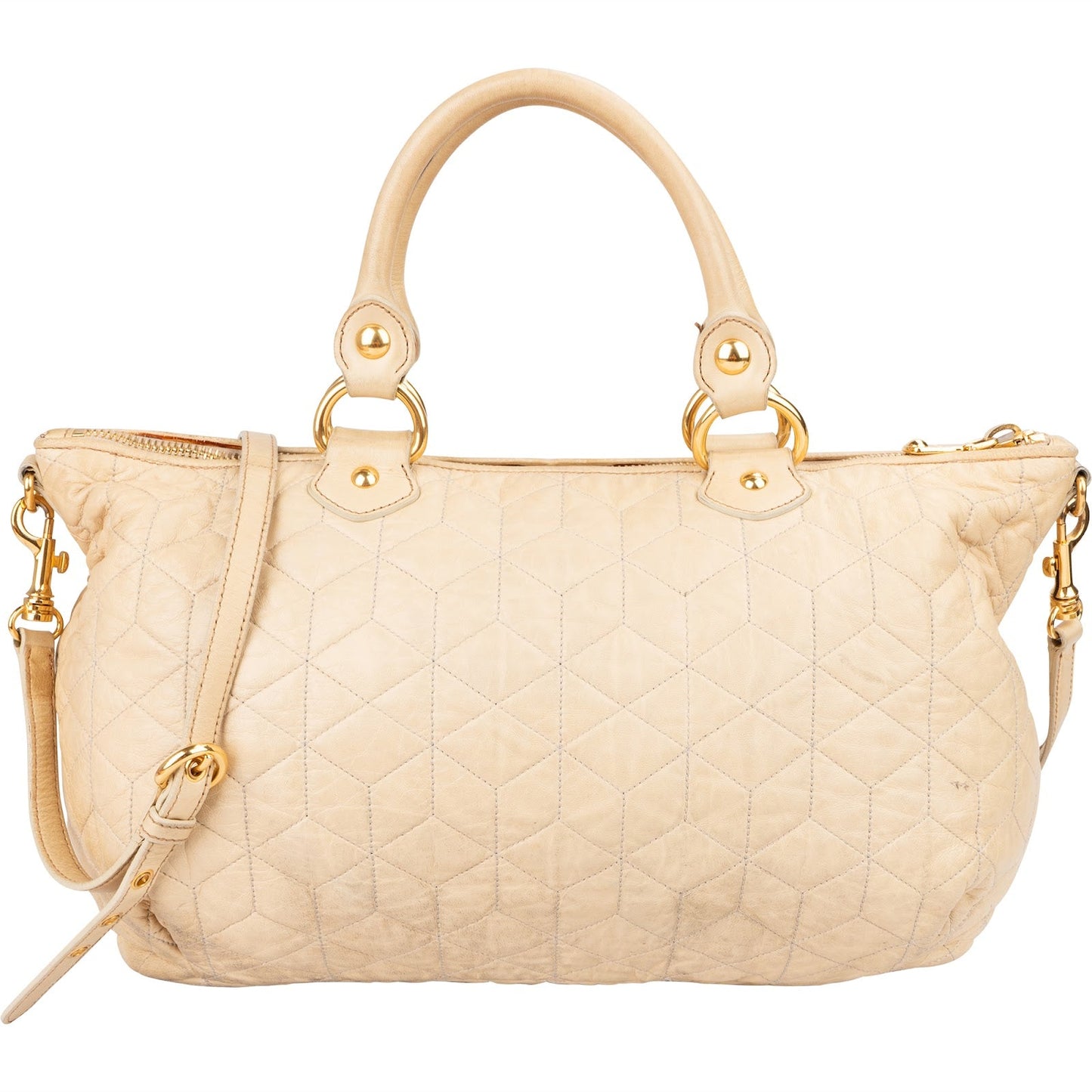 Miu Miu Quilted Leather Bowler Handbag