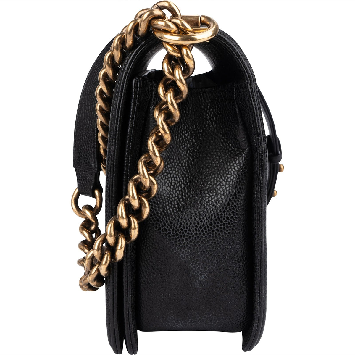 Chanel Quilted Caviar Leather Boy Single Flap Crossbody Bag