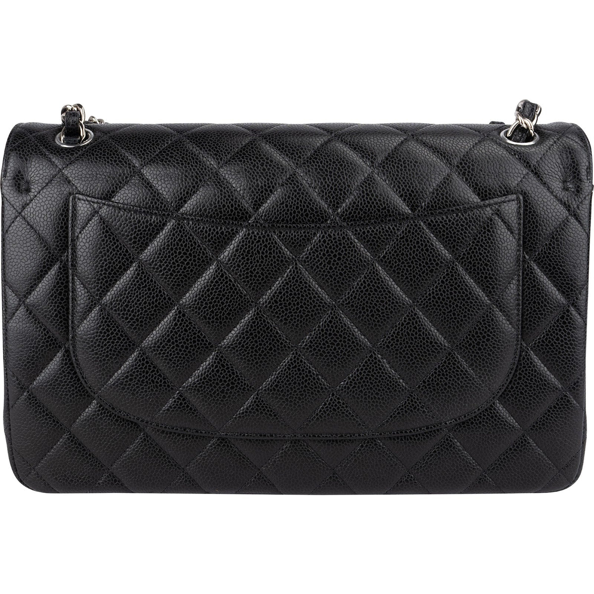 Chanel Quilted Caviar Leather Palladium Double Flap Jumbo Crossbody Bag