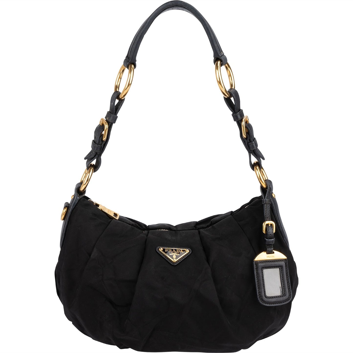 Prada Tessuto Gaufre Ring Triangle Hobo Shoulder Bag