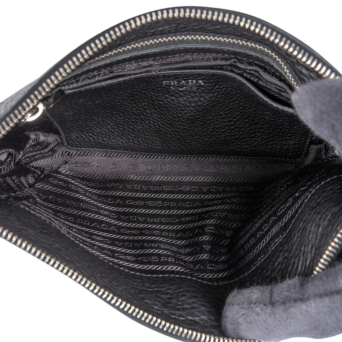 Prada Black Pebbled Leather Crossbody Bag
