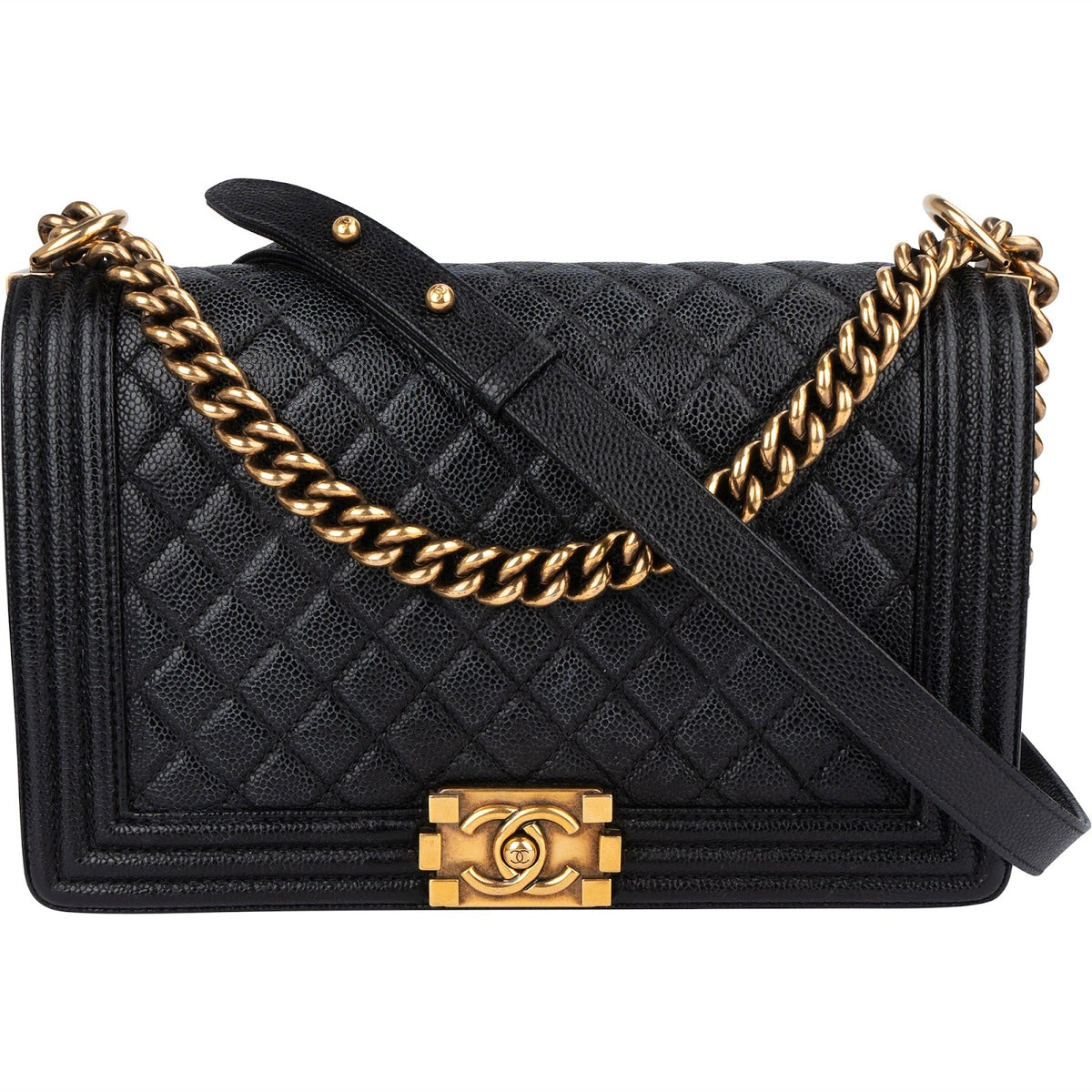 Chanel Quilted Caviar Leather Boy Single Flap Crossbody Bag