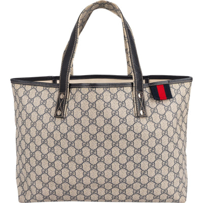 Gucci Monogram GG Supreme Canvas Web Tote Handbag